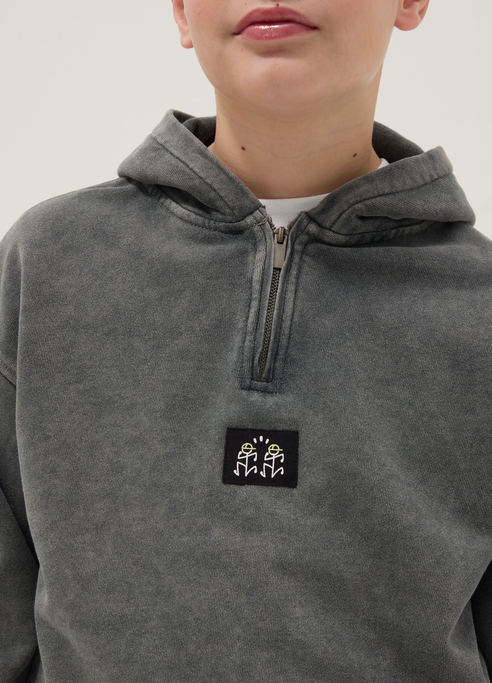 Boy's oversized fit grey cotton TieDye sweatshirt