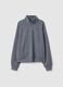 Grey regular fit modal blend sweatshirt with half zip_4