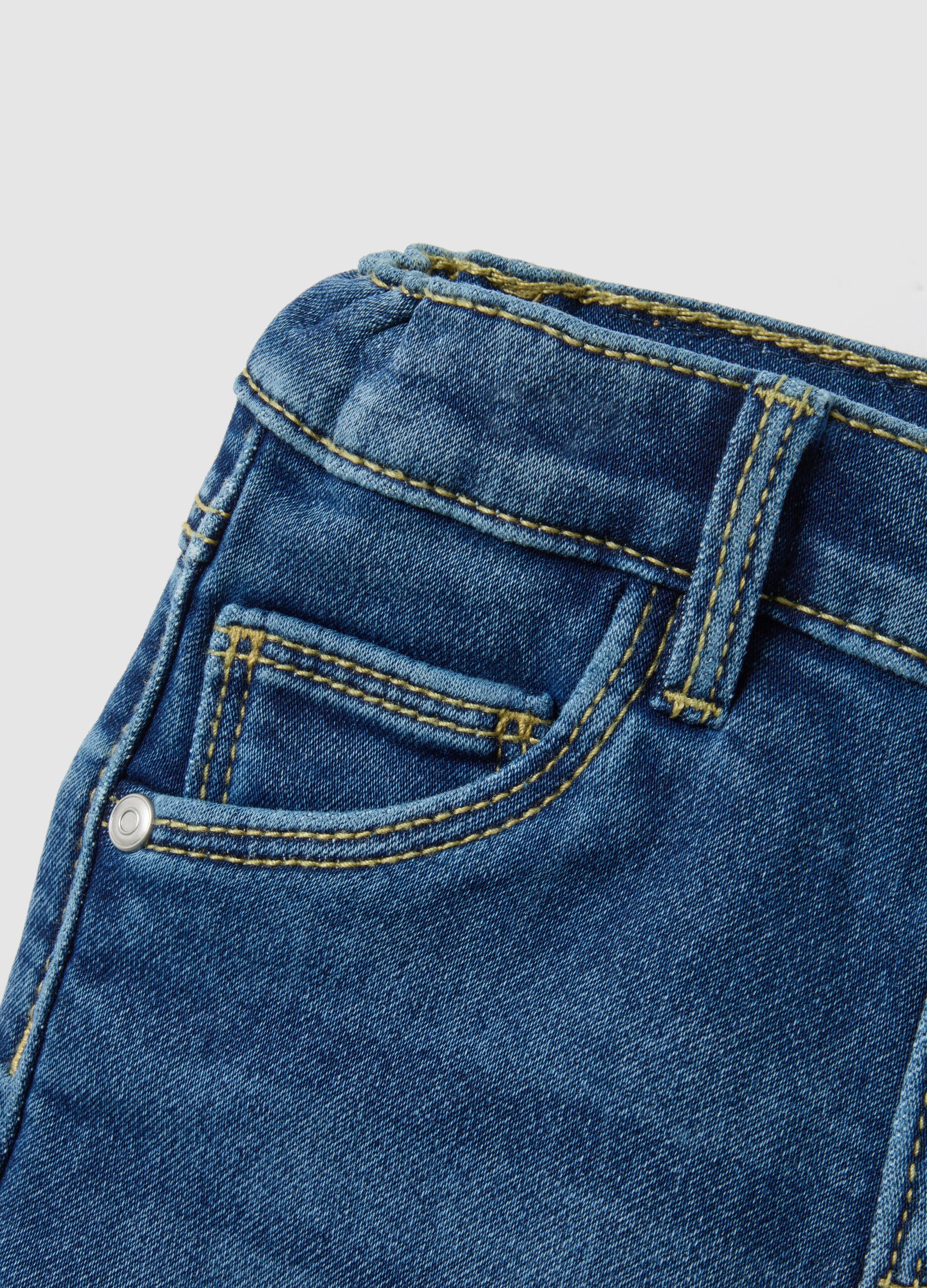 Blue stretch denim regular fit trousers for children
