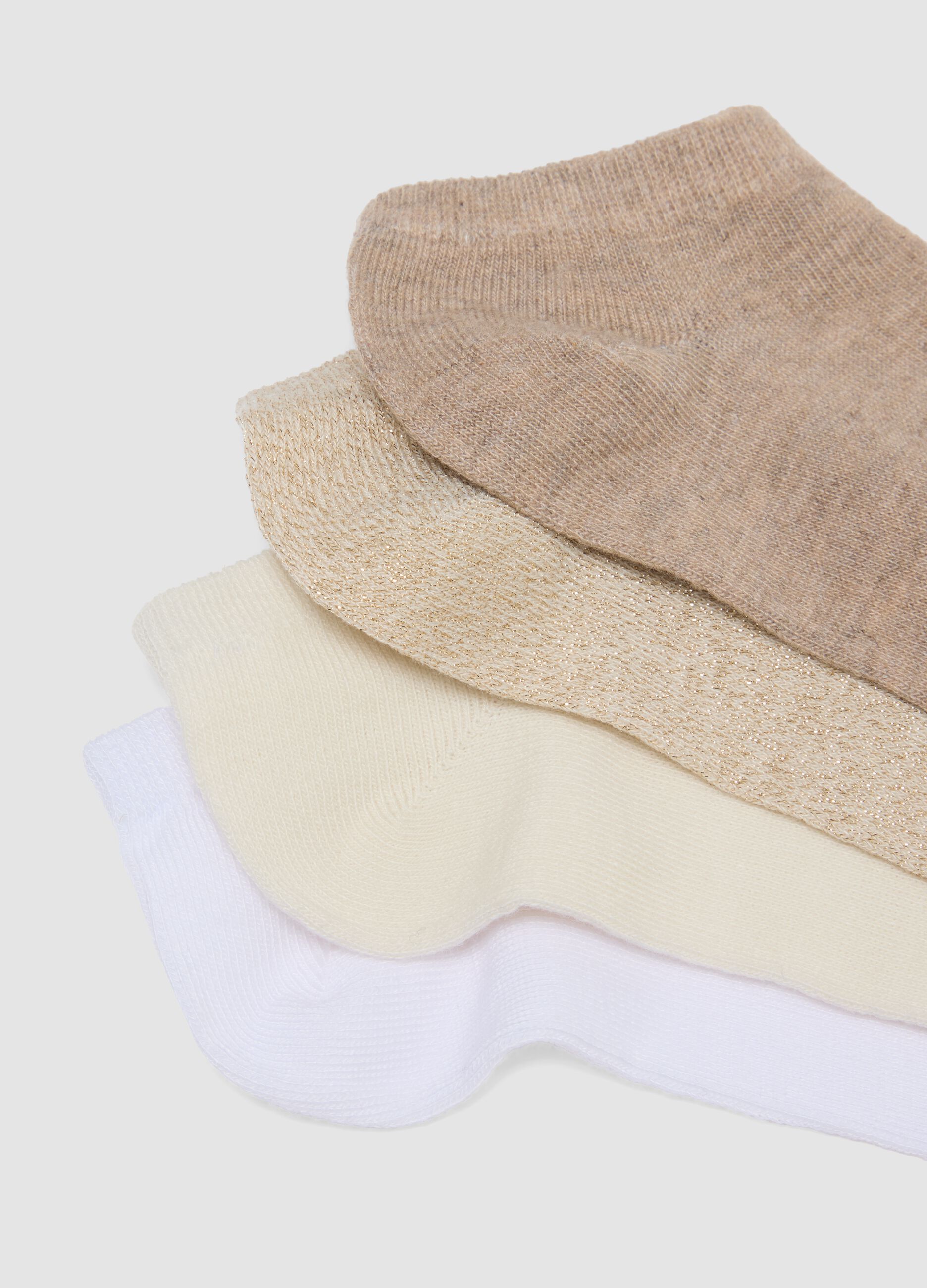 Multipack of seven beige no-show socks in stretch fabric