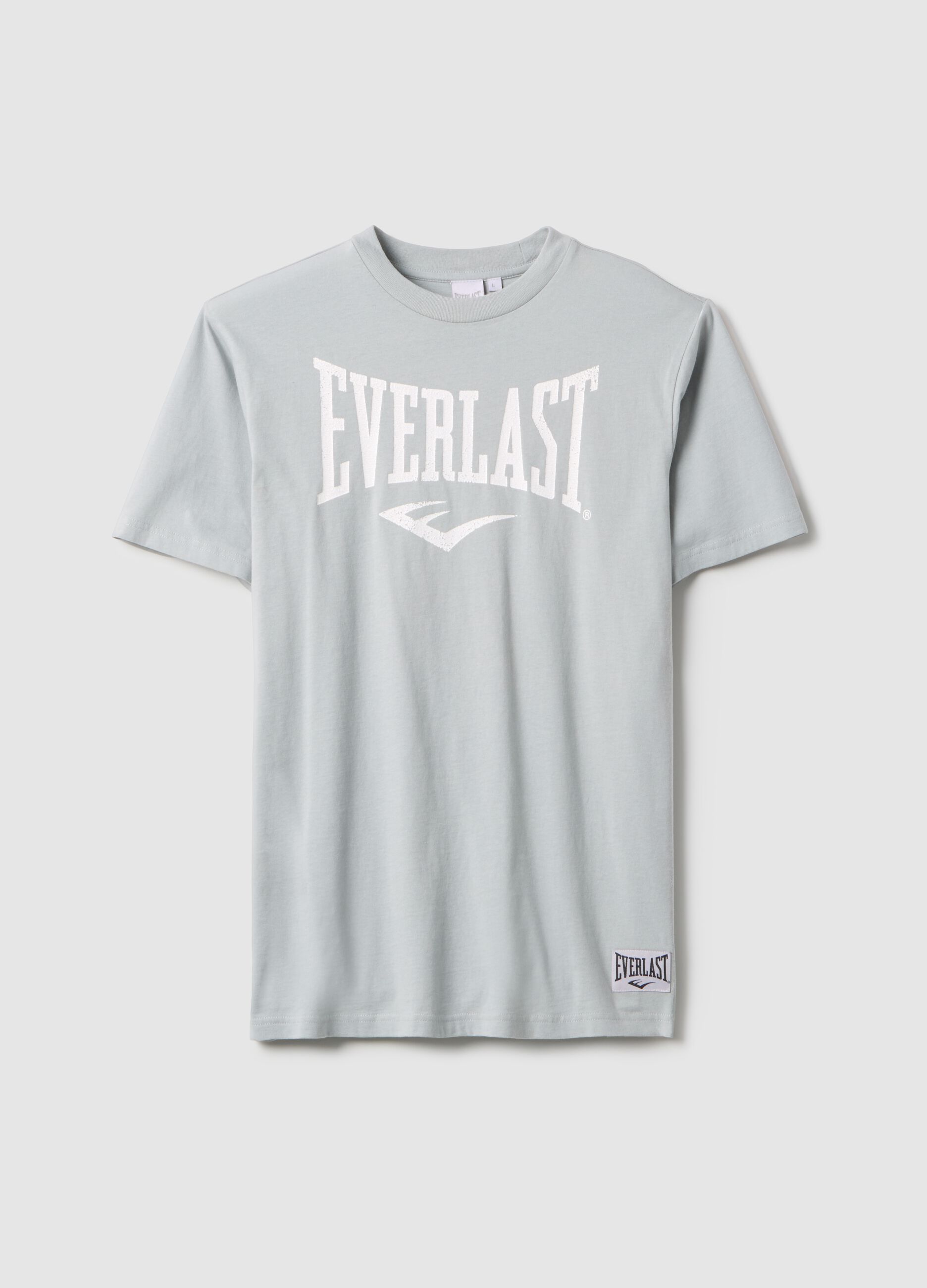 Grey pure cotton regular fit T-shirt with Everlast logo