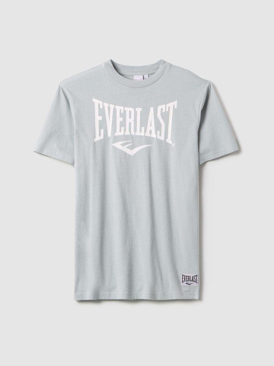 Grey pure cotton regular fit T-shirt with Everlast logo_4
