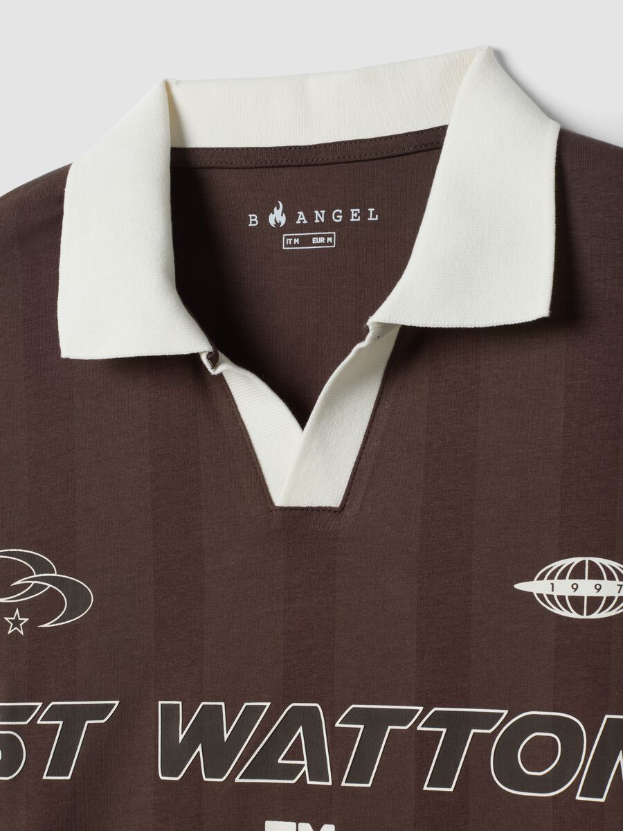 Polo marrone in puro cotone con colletto classico_5