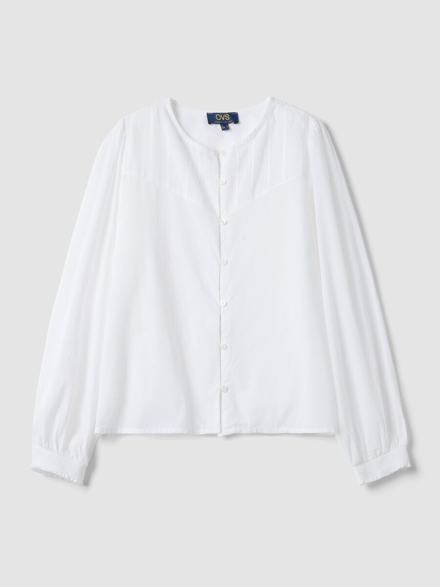 White pure cotton shirt regular fit with buttons and rounded collar_4