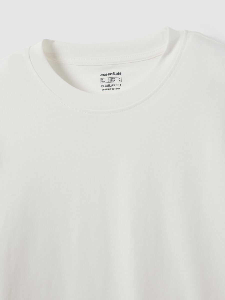 White long-sleeved crew-neck T-shirt in pure organic cotton_1