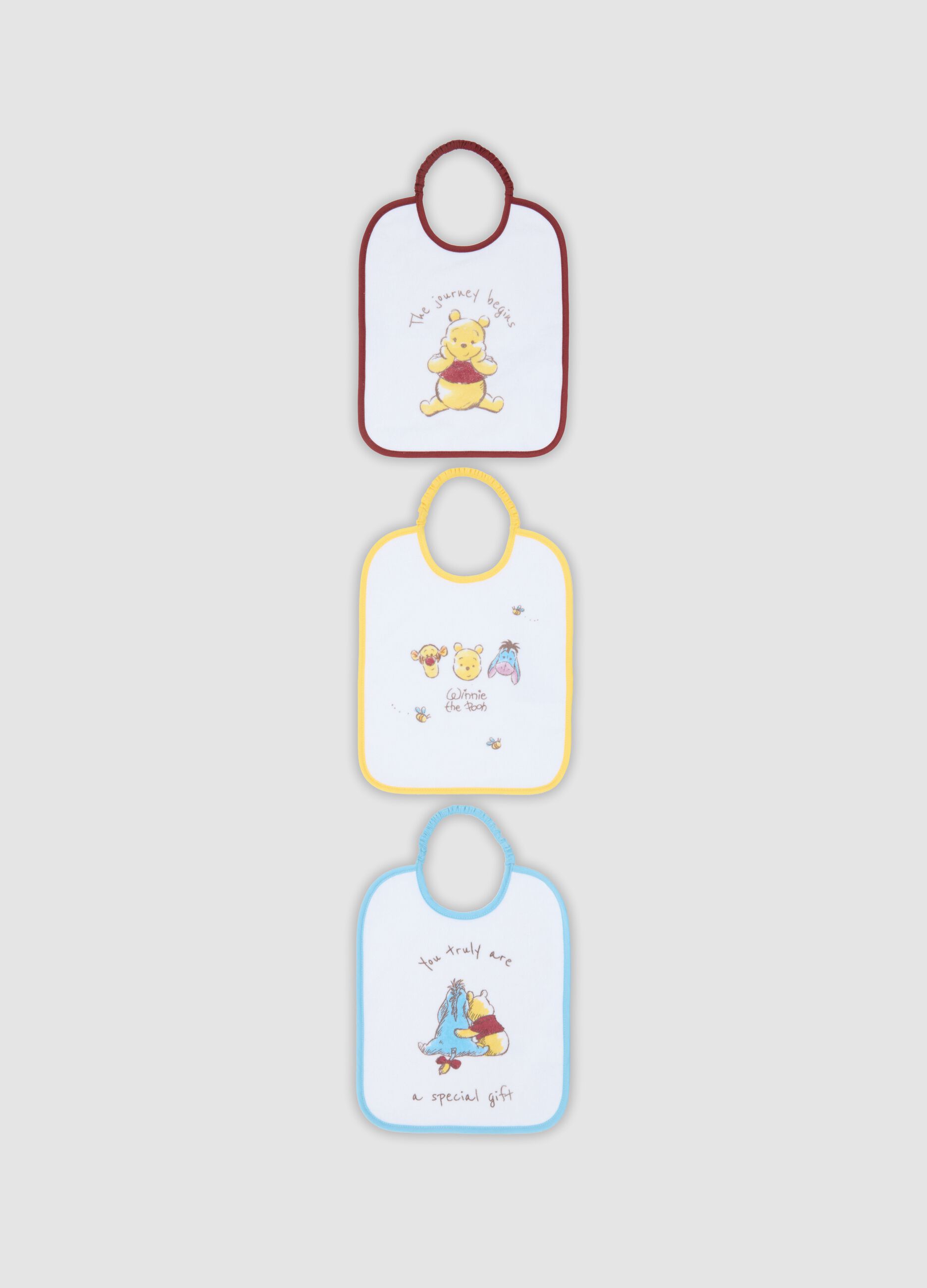 3-pack organic cotton-blend bibs with Winnie the Pooh print