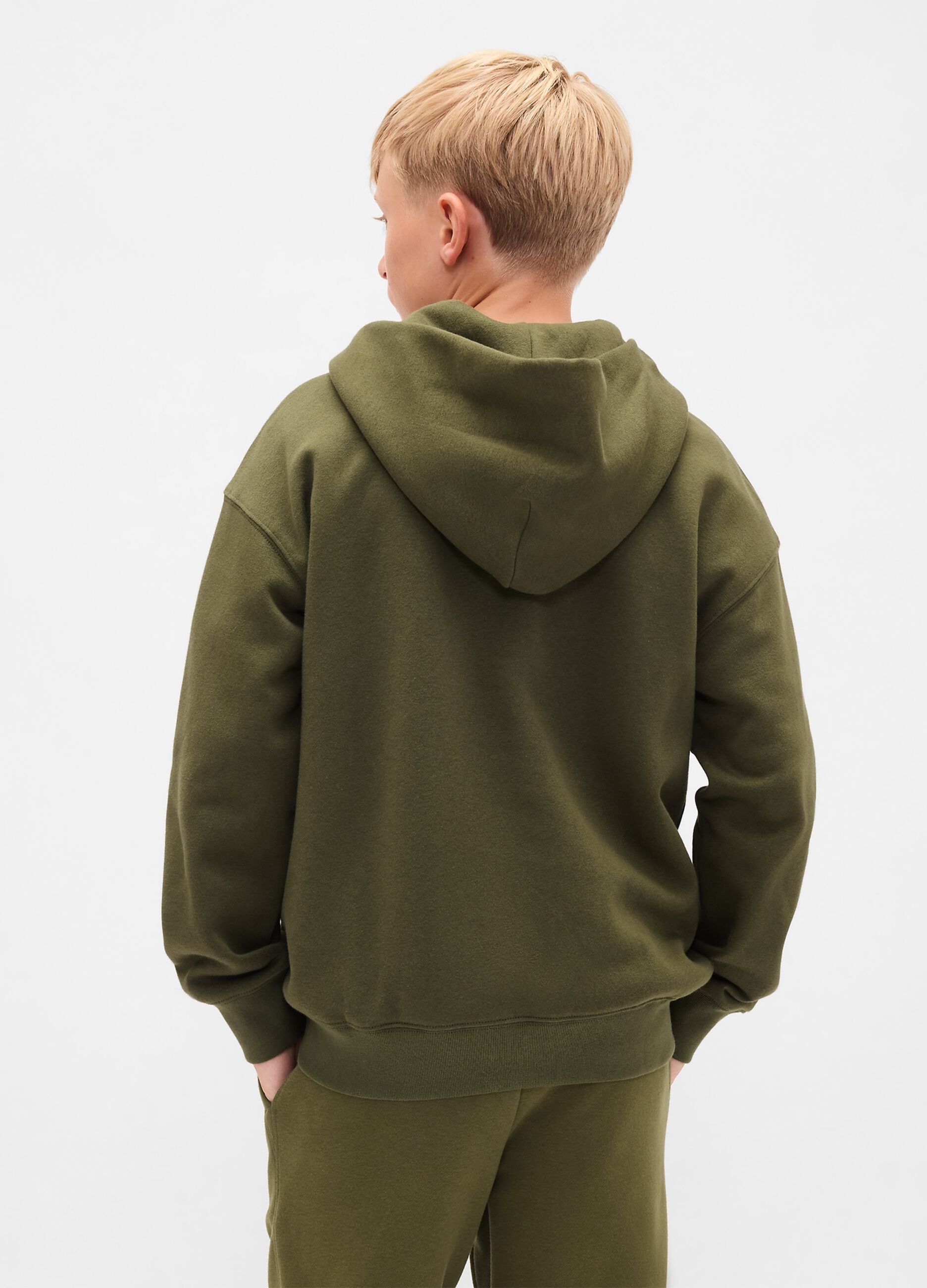 Green Hoodie with Full Zip