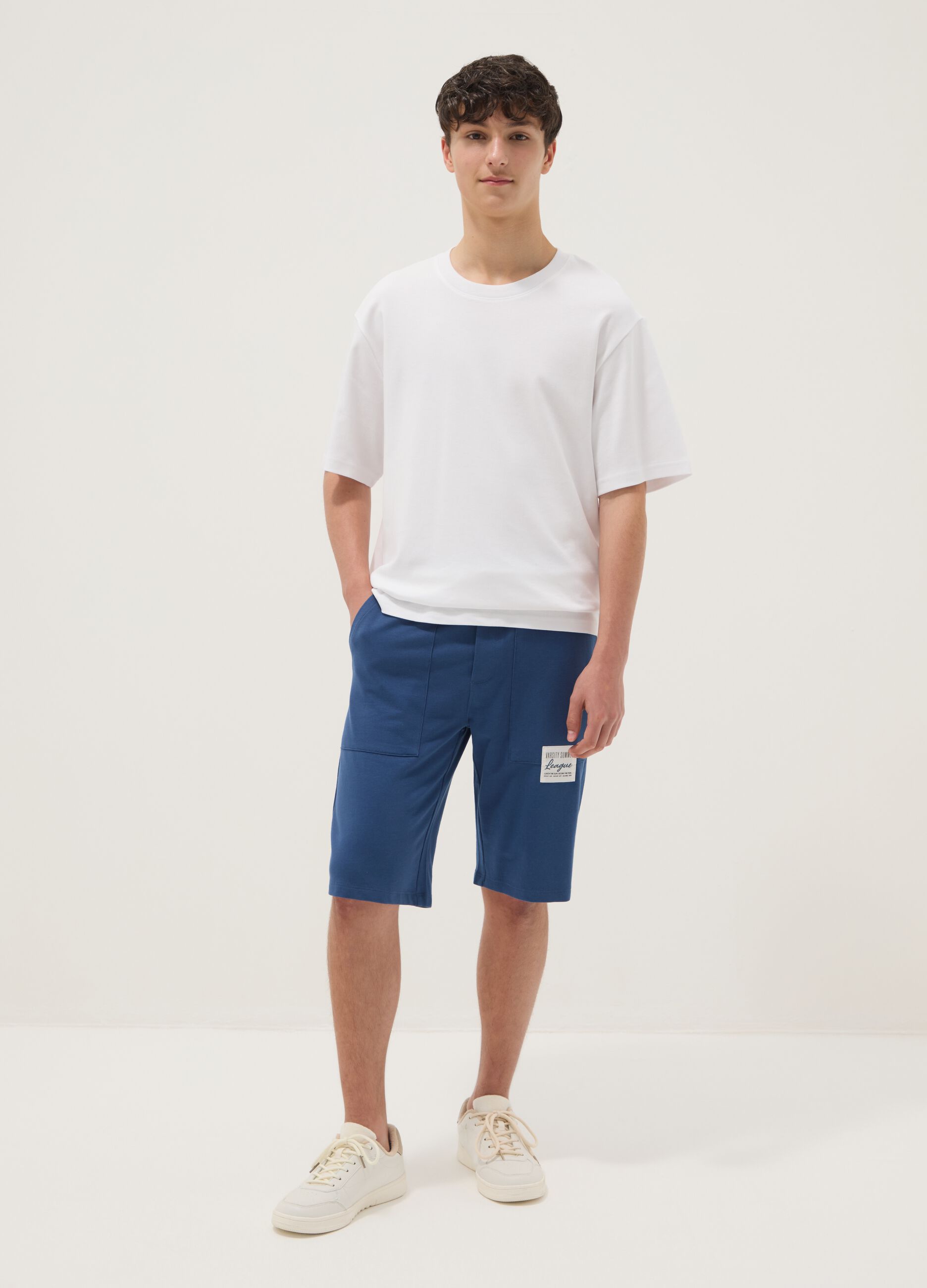 Boys' Regular Fit Blue Pure Cotton Shorts