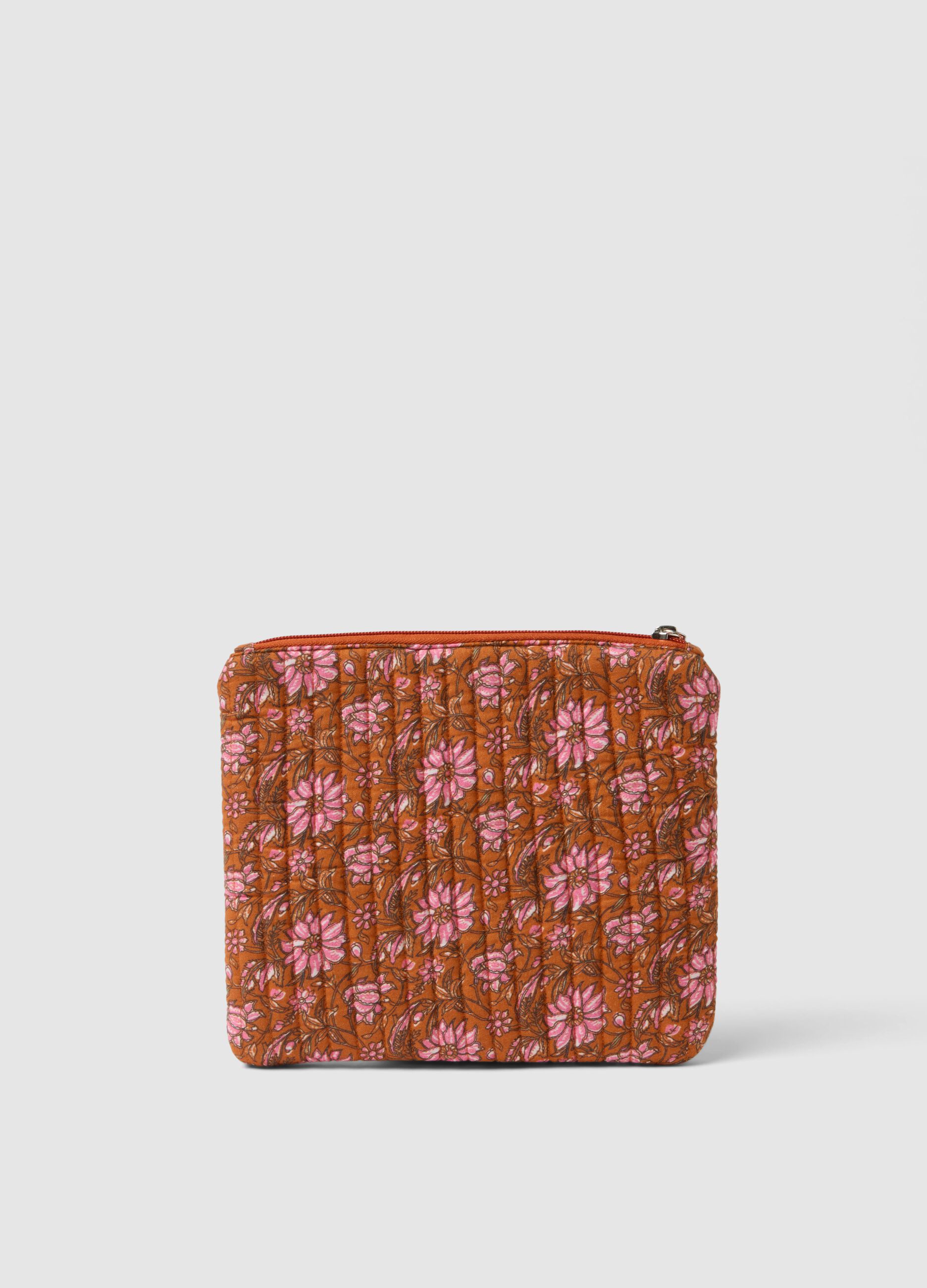 Multicolour pure cotton pouch with floral design
