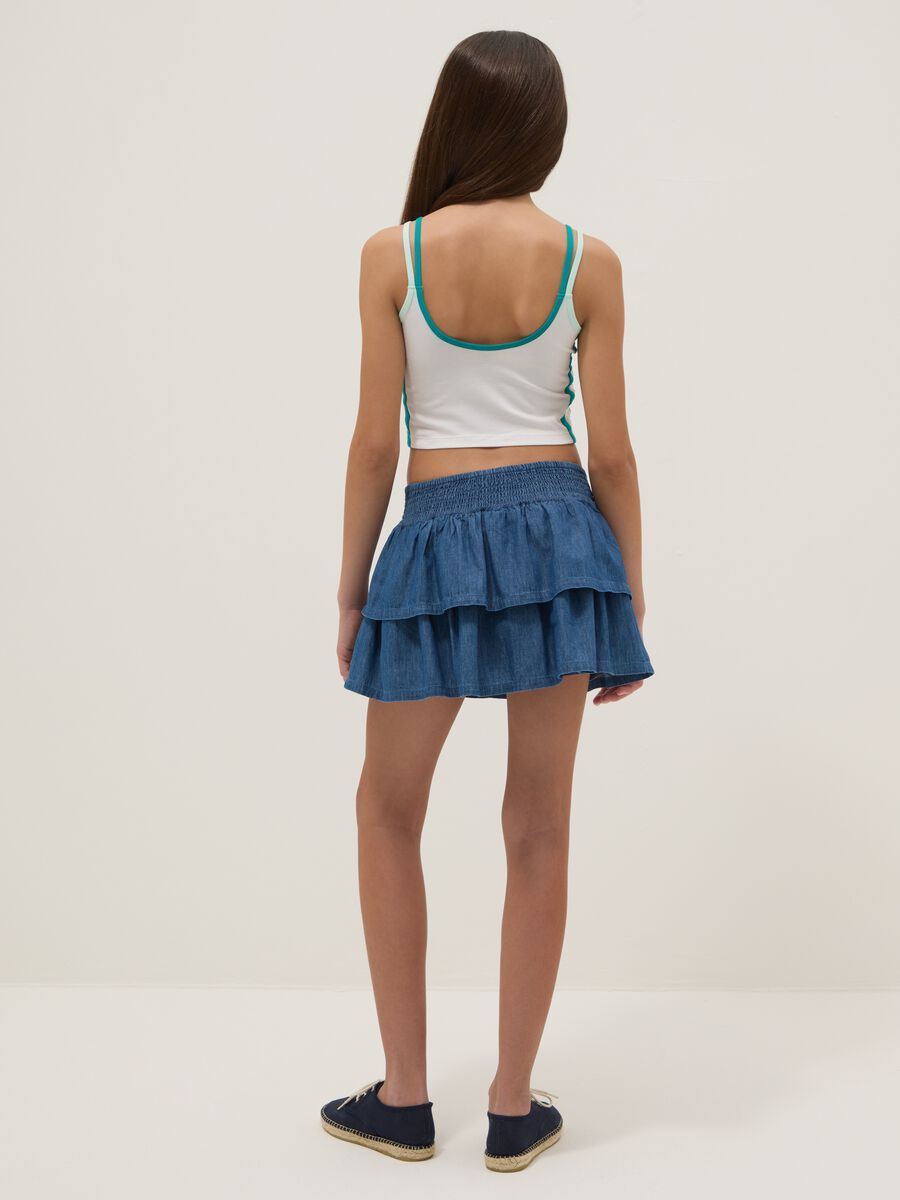 Girls&rsquo; blue denim cotton skort, regular fit_1