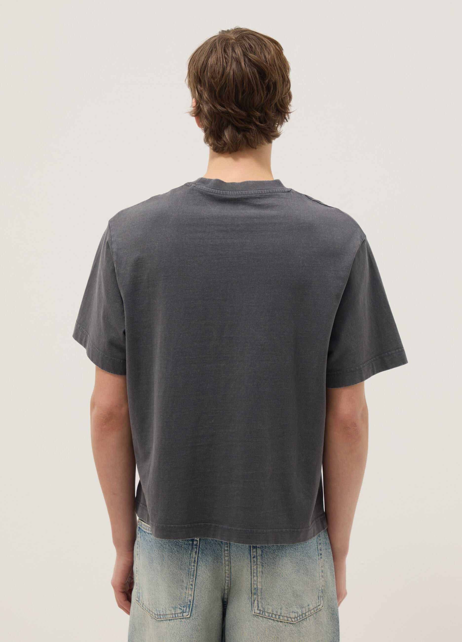 Grey pure cotton regular fit shirt with buttons