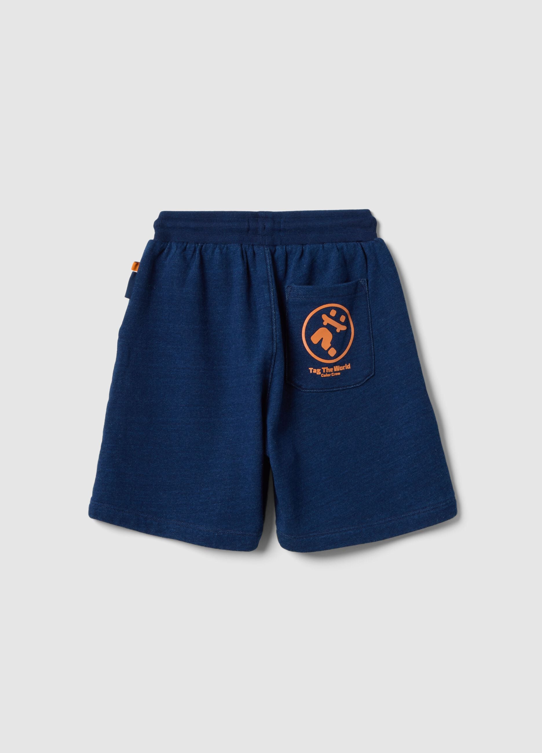 Children's blue cotton blend regular fit shorts