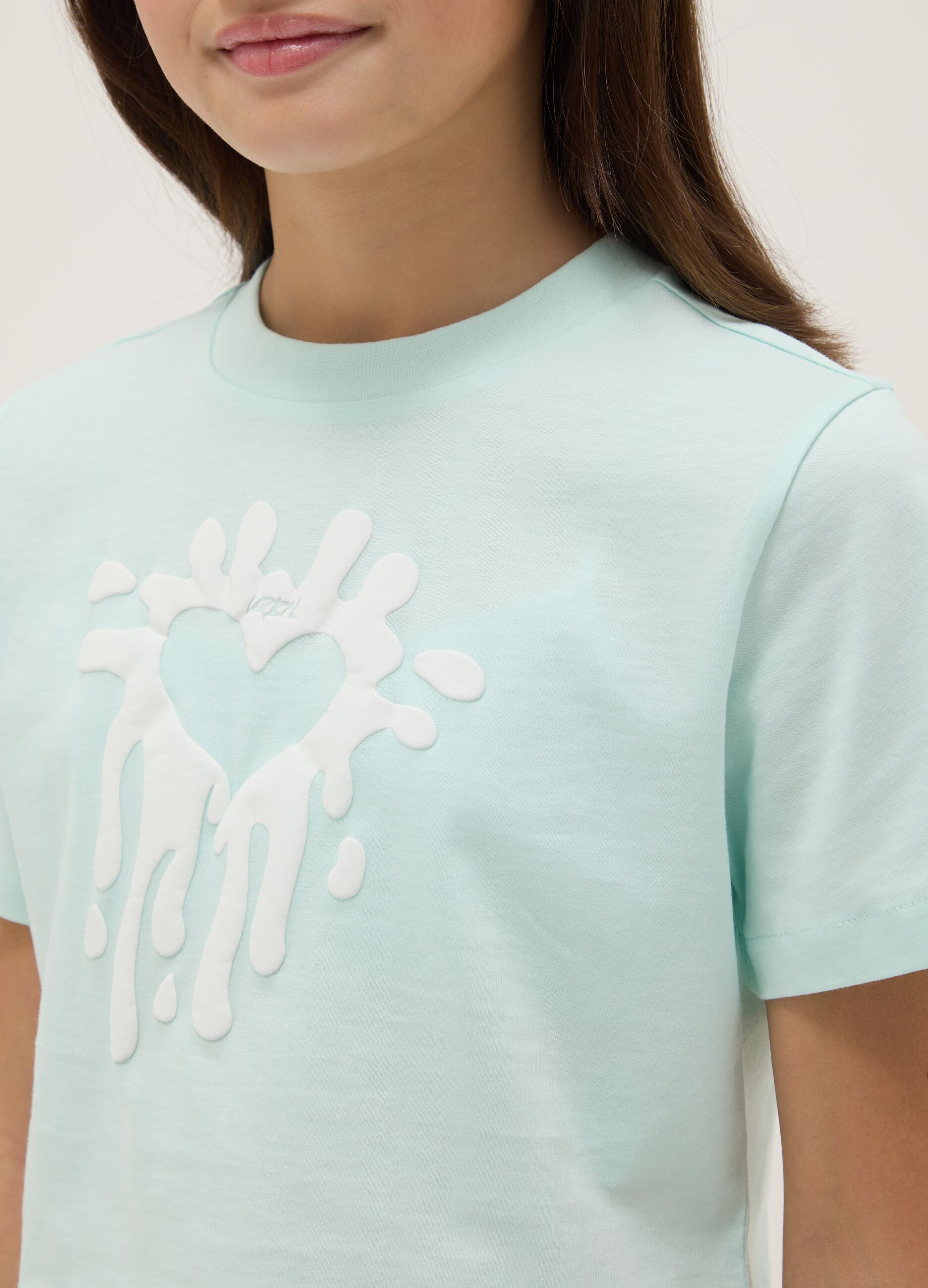 Girl's blue pure cotton boxy fit T-shirt with print