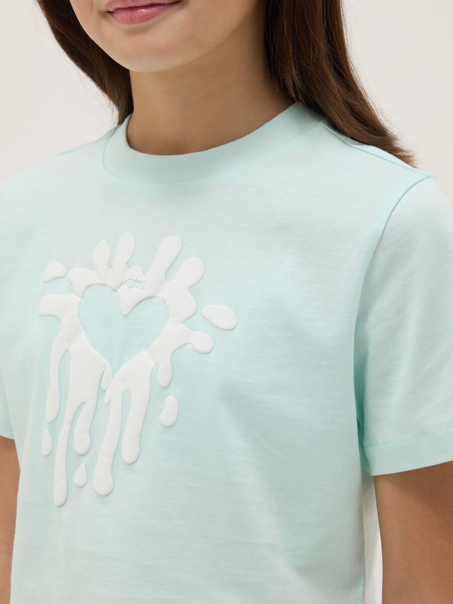 Girl's blue pure cotton boxy fit T-shirt with print_2