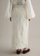 White pure cotton long skirt regular fit with elastic waistband_3