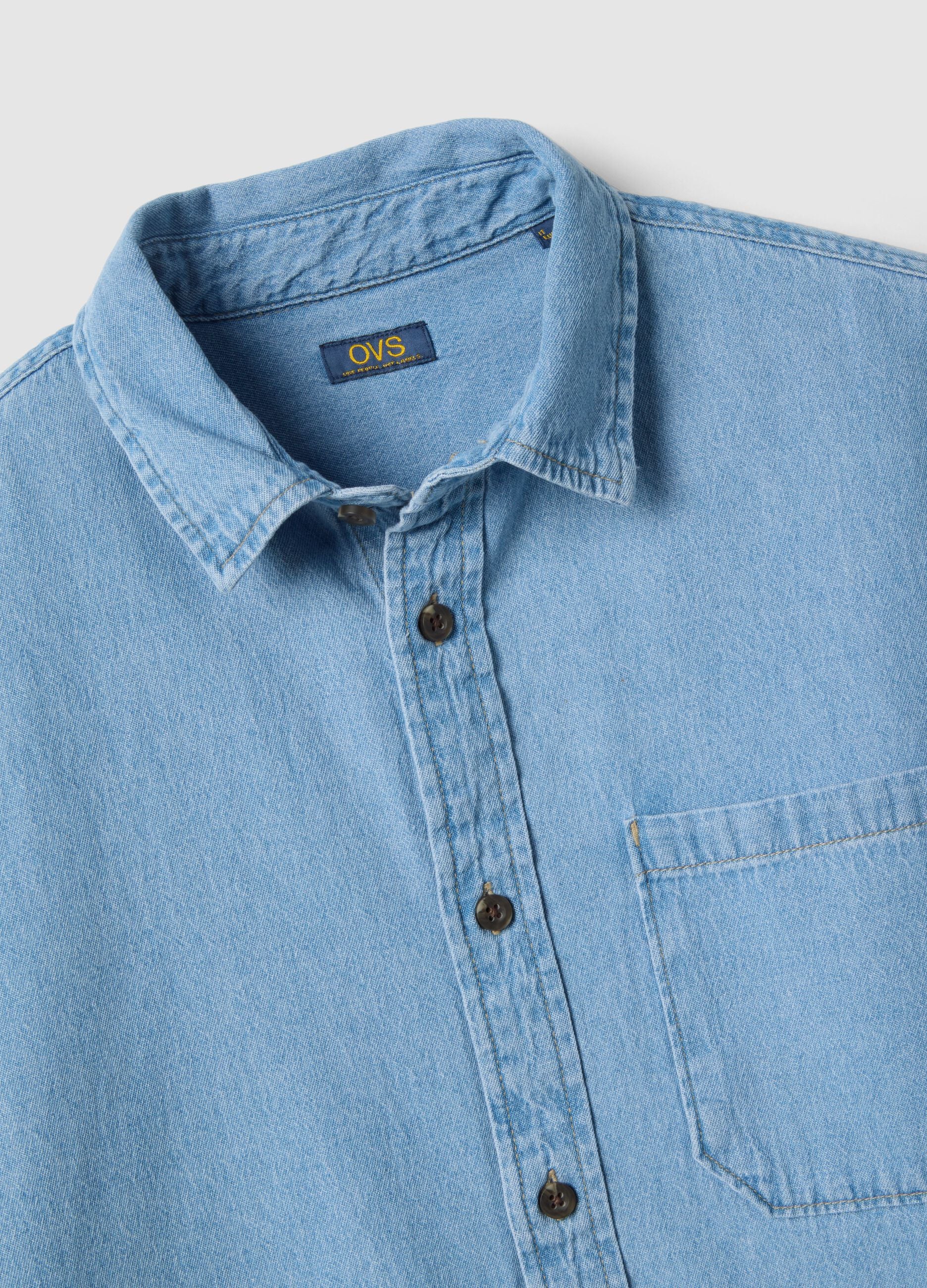 Sky blue denim pure cotton oversized fit shirt