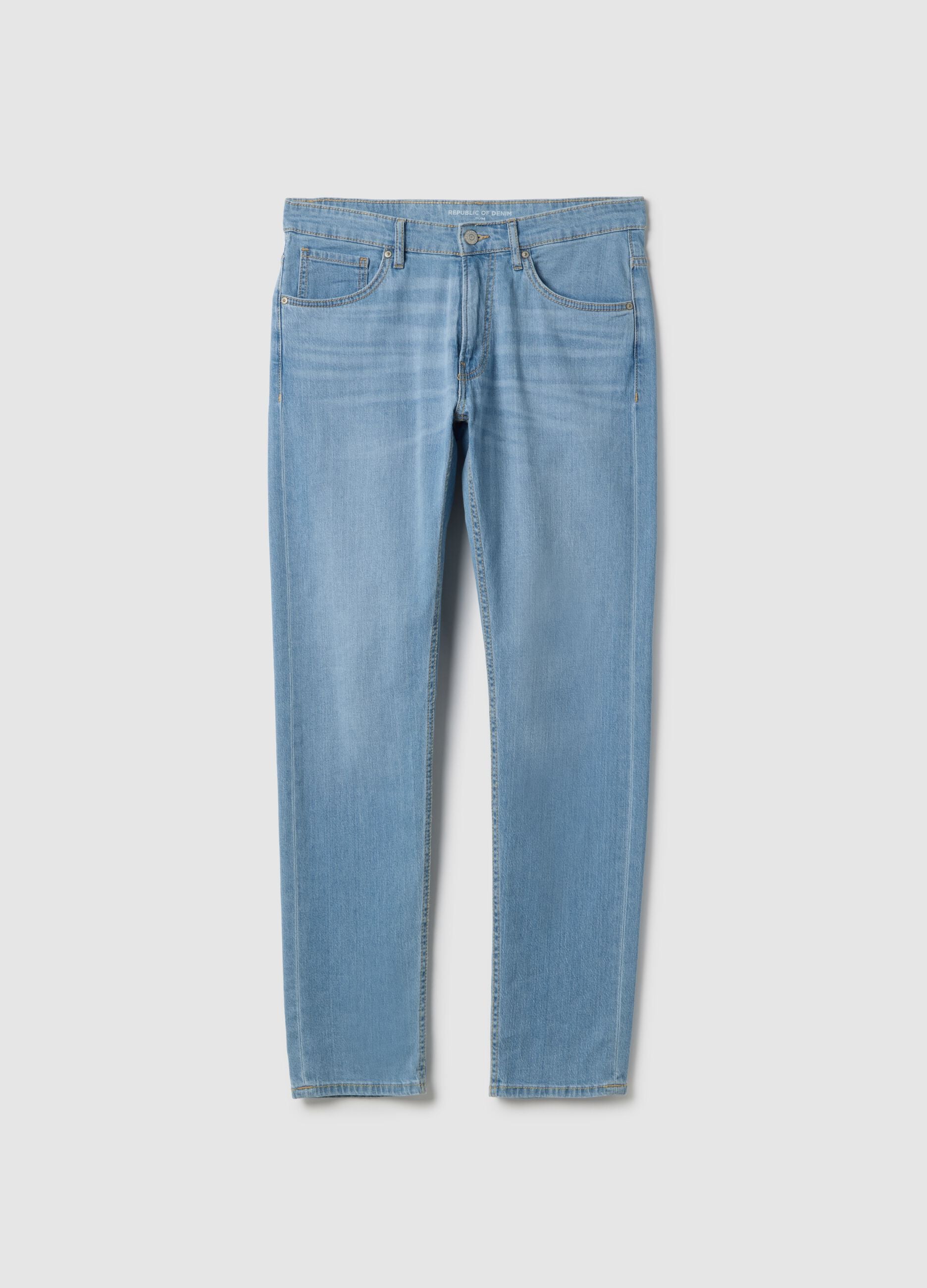 Light blue stretch cotton slim fit jeans