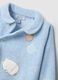 Baby's blue cotton blend romper with snap closure and embroidery_2