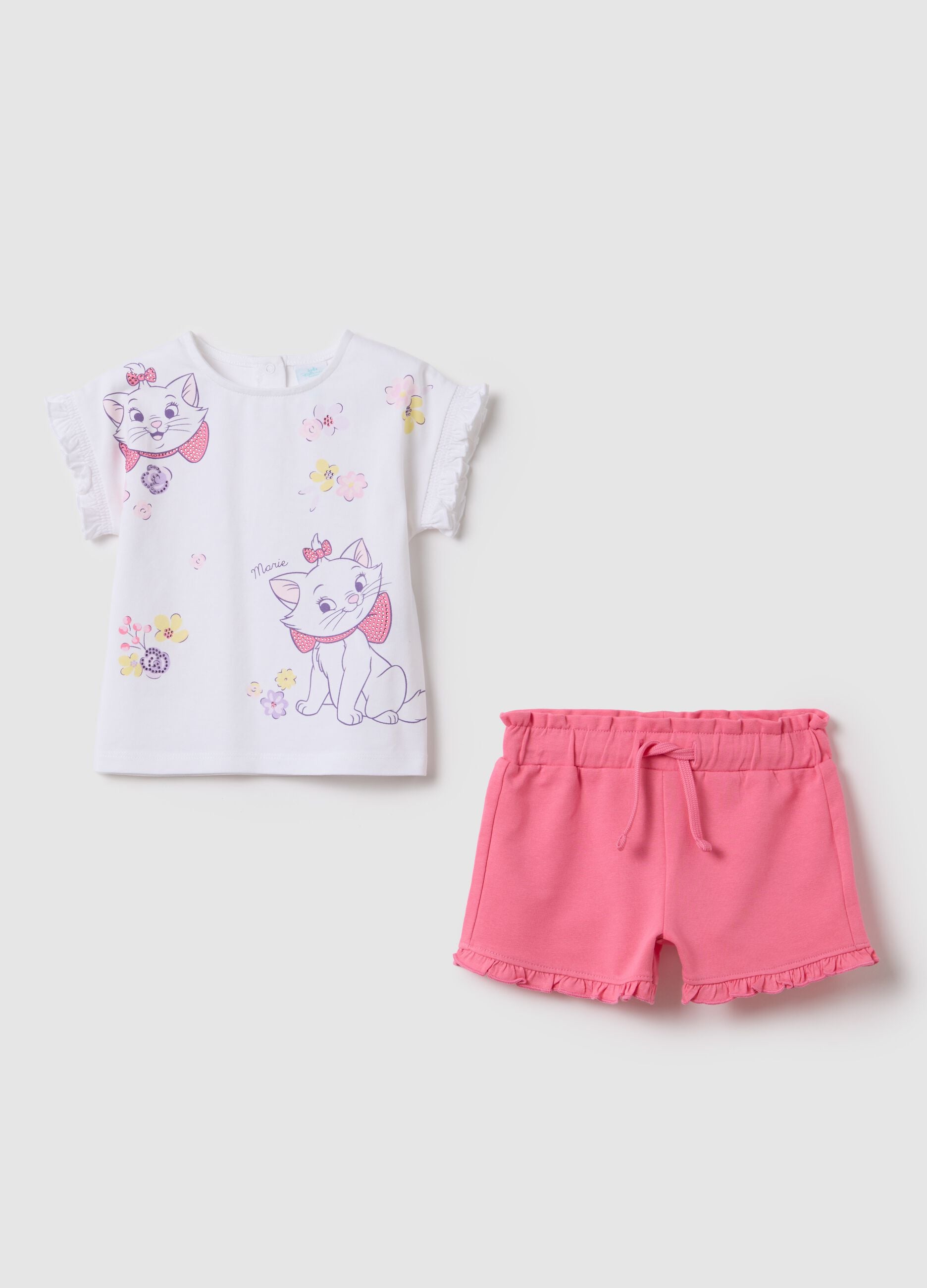 Girls&rsquo; white regular-fit jogging outfit in stretch cotton