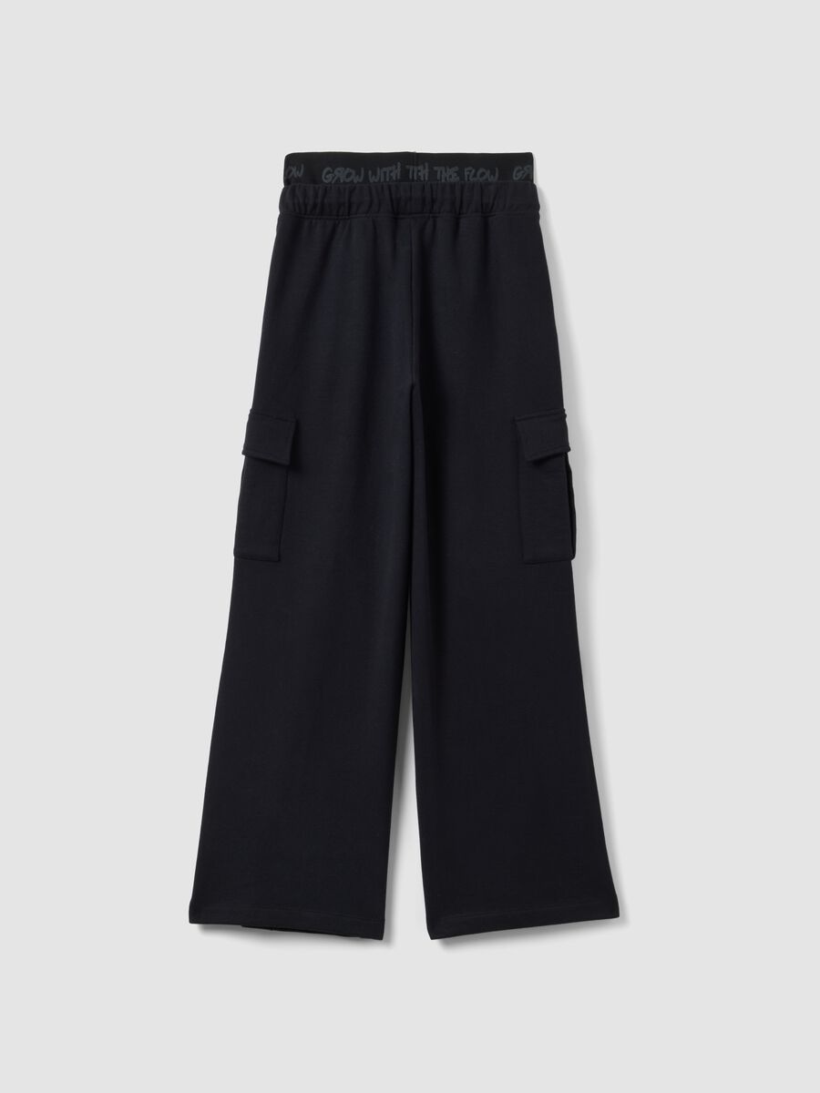 Girls' black pure cotton relaxed fit trousers_4