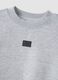 Grey cotton blend cropped sweatshirt with regular fit_5