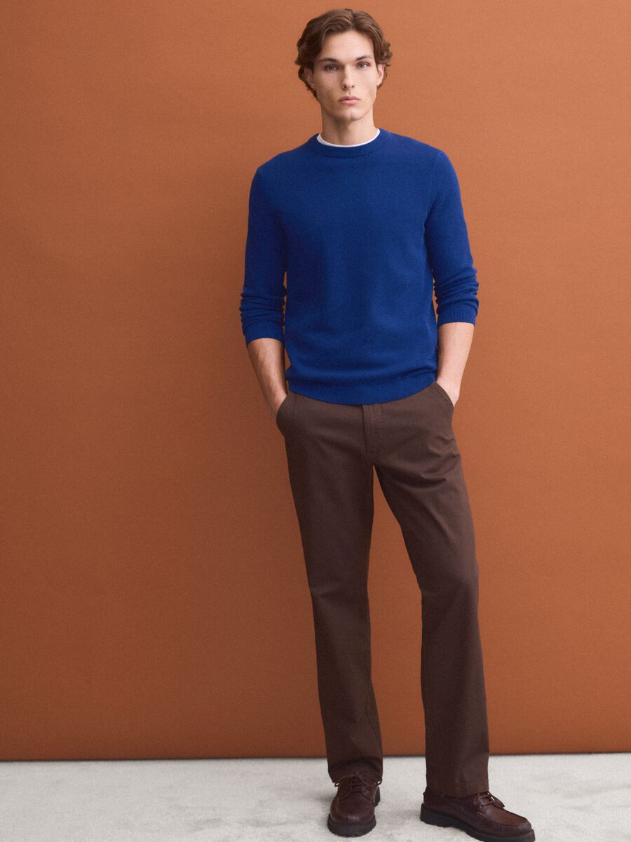 Maglia blu in puro cotone girocollo regular fit_2