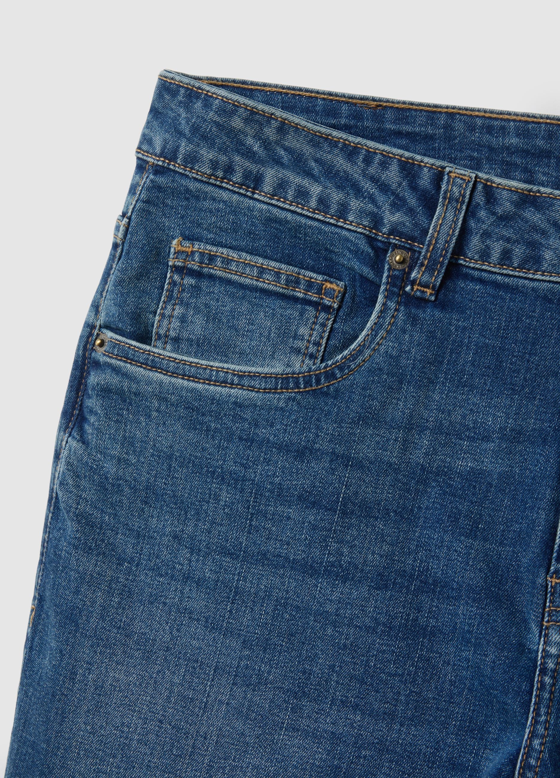 Blue stretchy skinny fit denim cotton jeans
