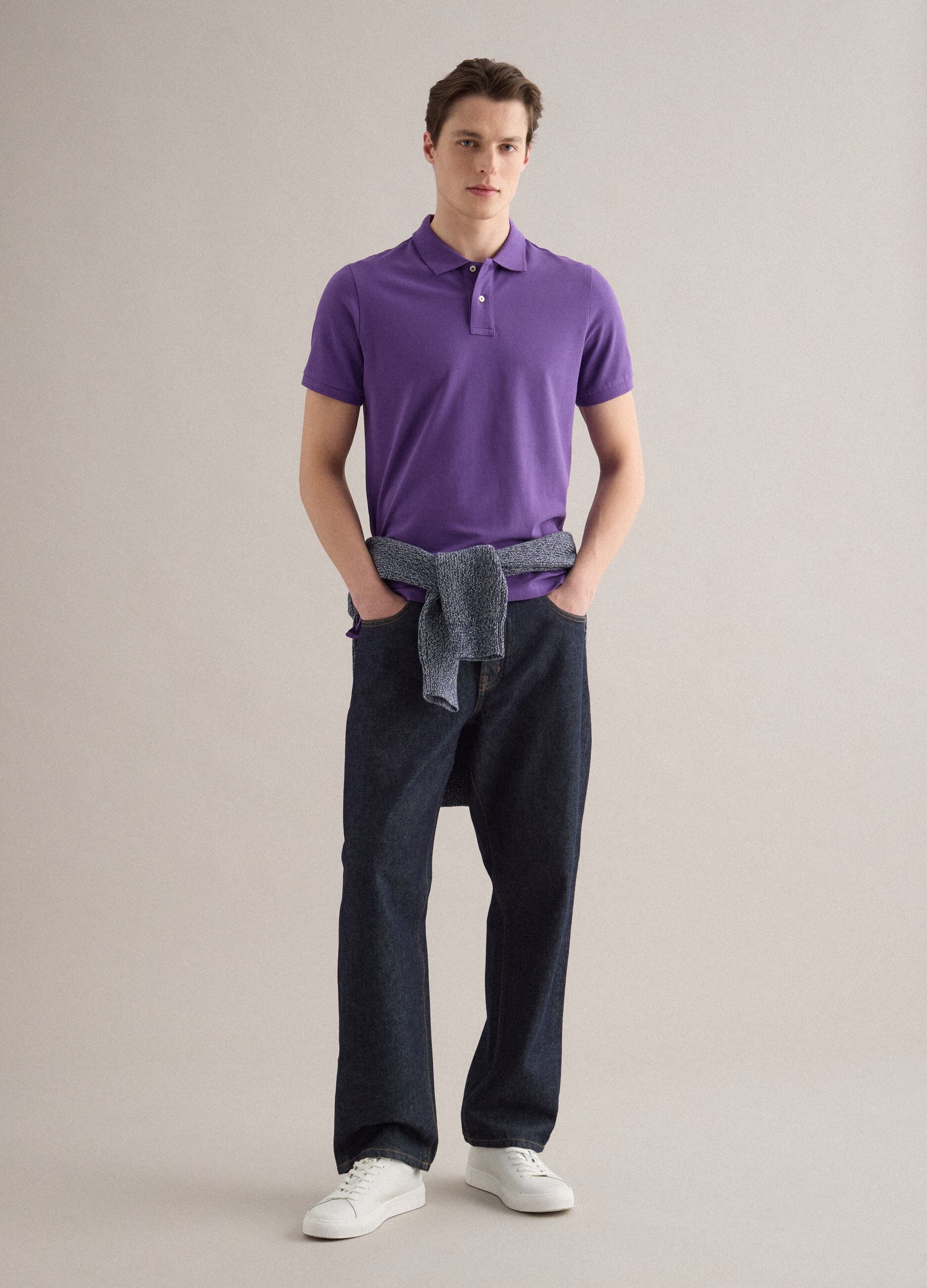 Purple Supima cotton polo shirt, regular fit
