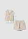 Beige cotton-linen blend set for babies_0