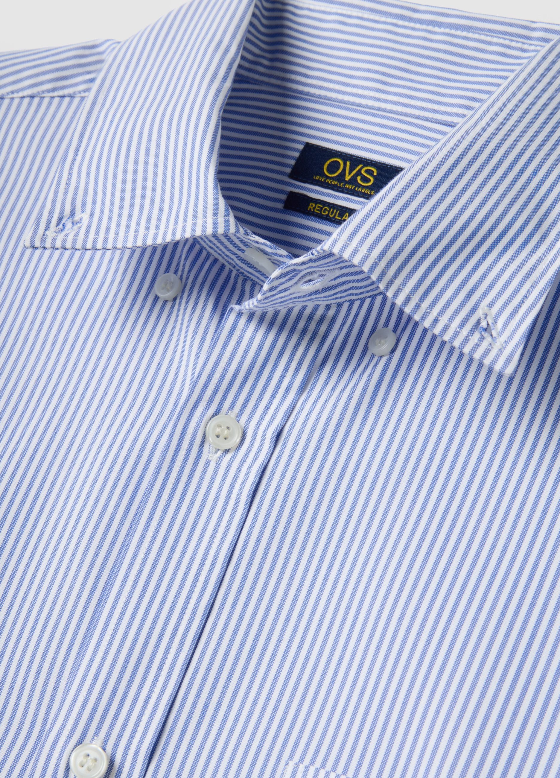 Multicolour striped shirt in cotton blend regular fit easy iron