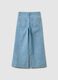 Girls' wide-leg light blue pure cotton jeans with floral print_4