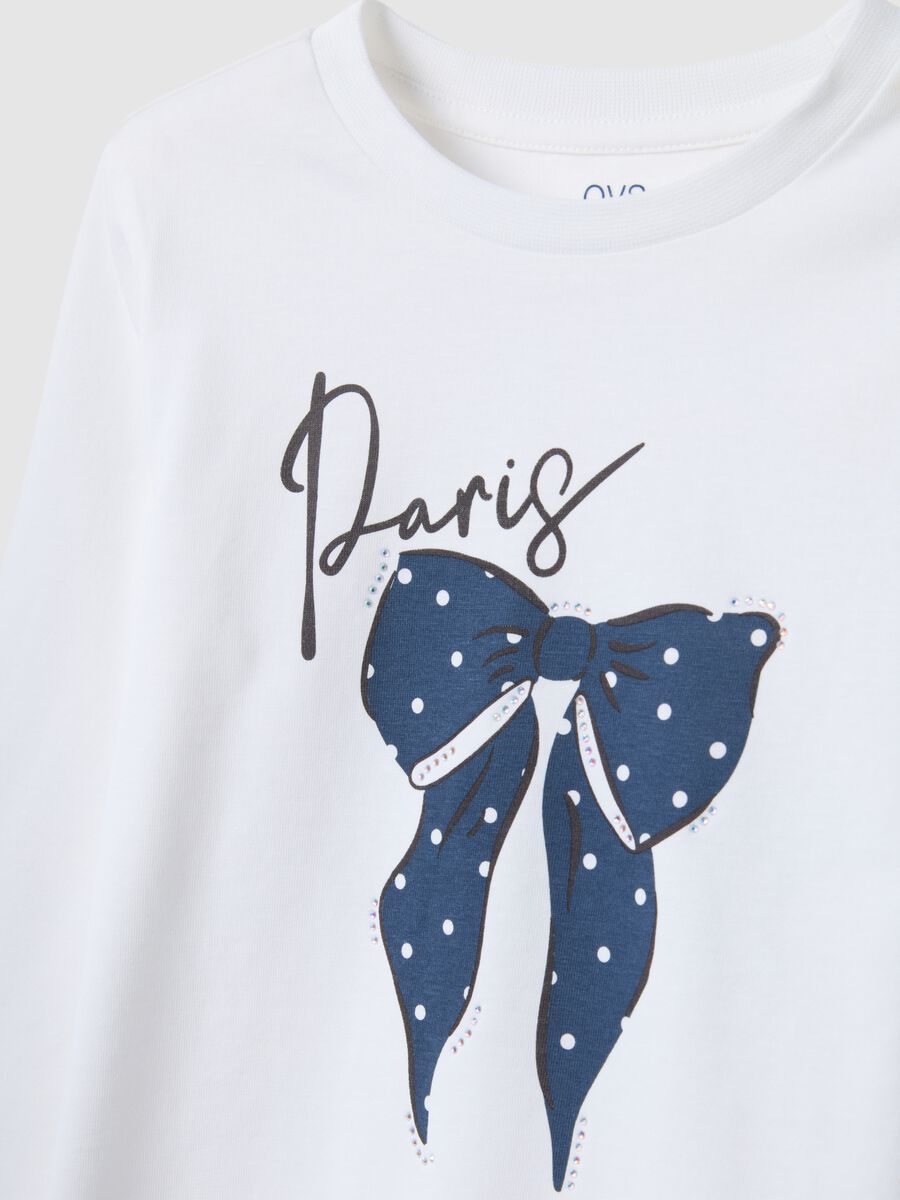 Girls' white pure cotton T-shirt, regular fit_2