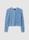 Sky blue cotton blend cardigan regular fit with knitted design_4