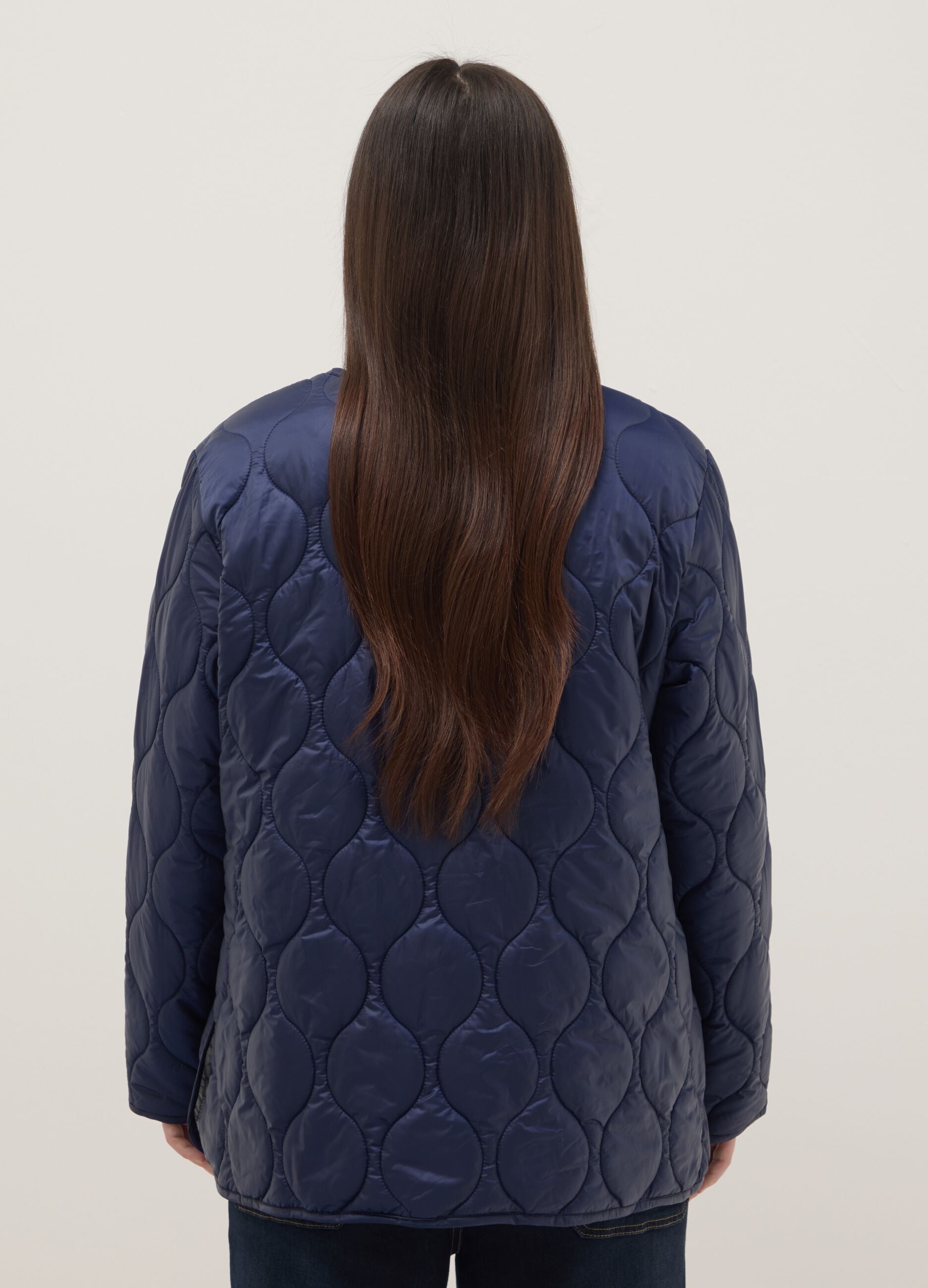 Blue quilted jacket regular fit with buttons