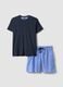 Blue short striped pyjamas in pure organic cotton jersey_4