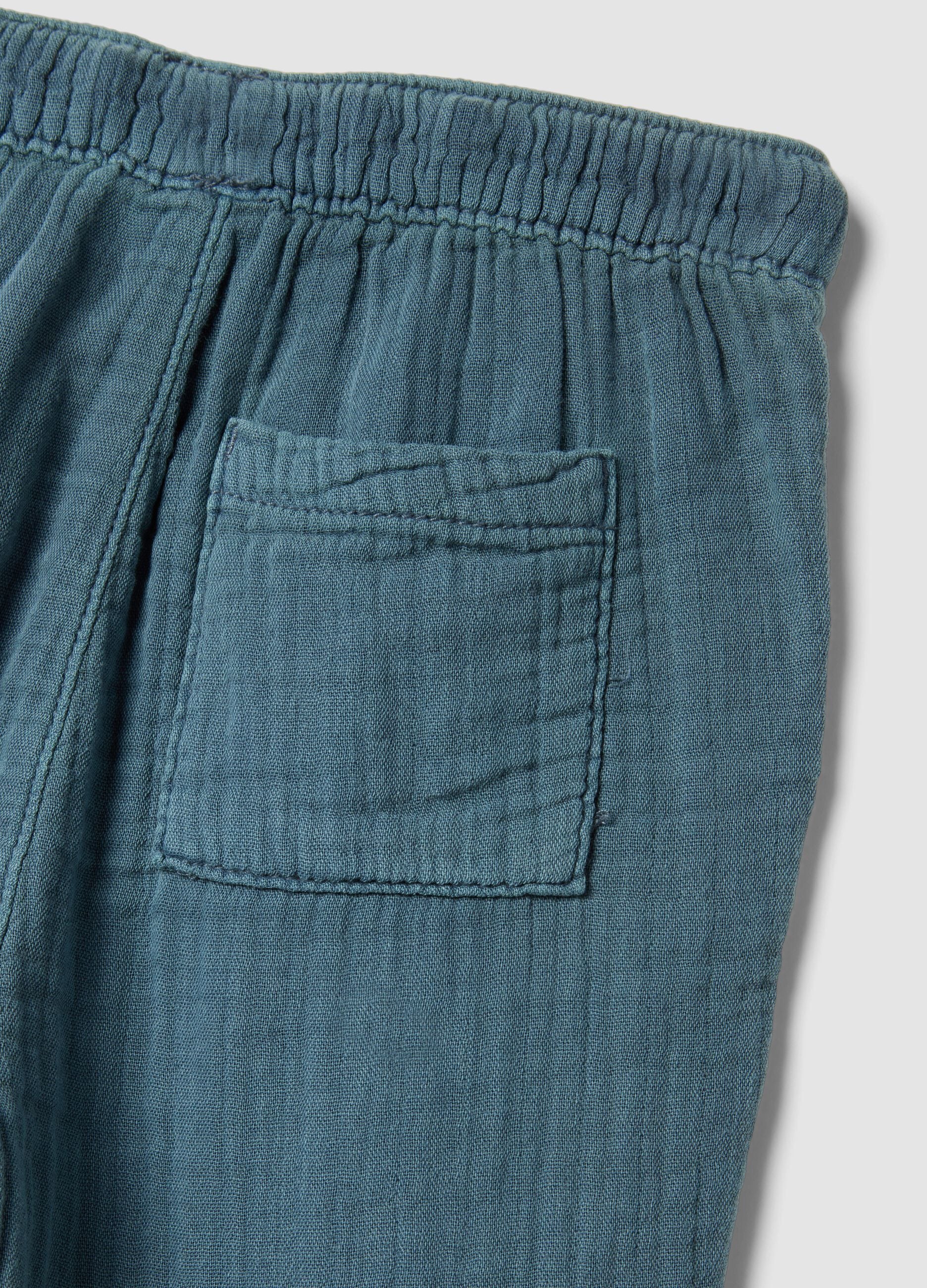 Blue pure cotton children's regular fit trousers