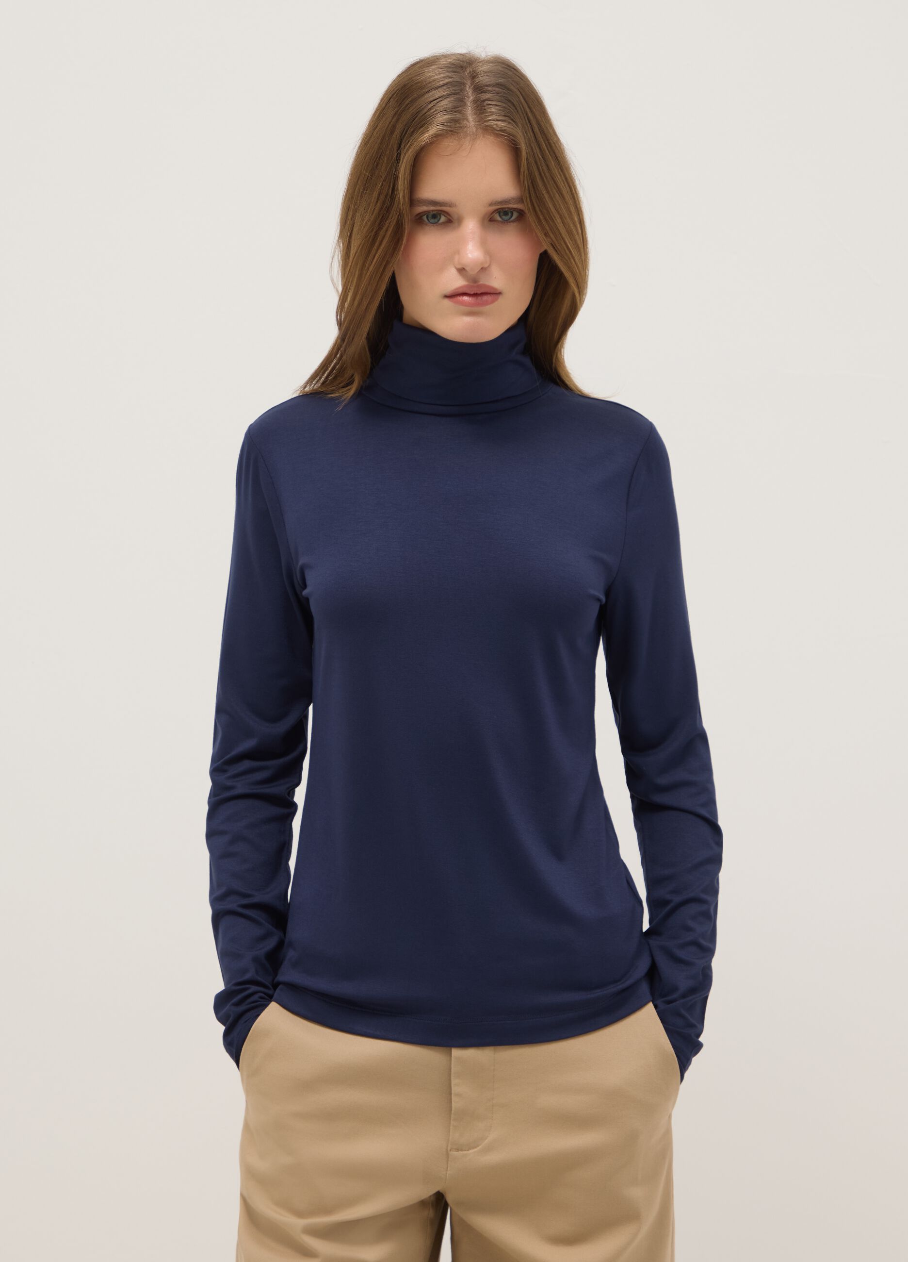 Blue crew neck long sleeve regular fit jumper