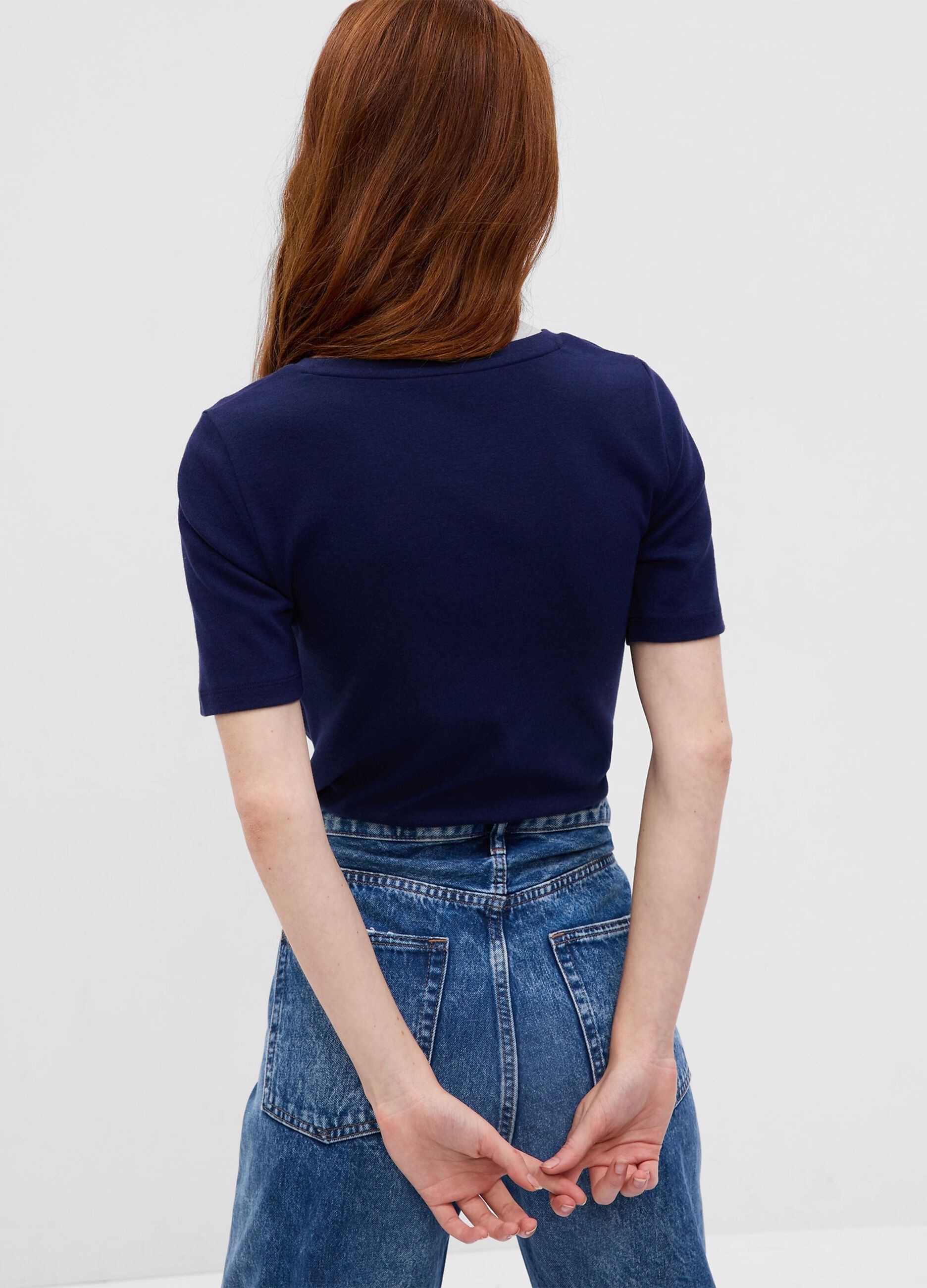 T-shirt in stretch cotton and viscose blend
