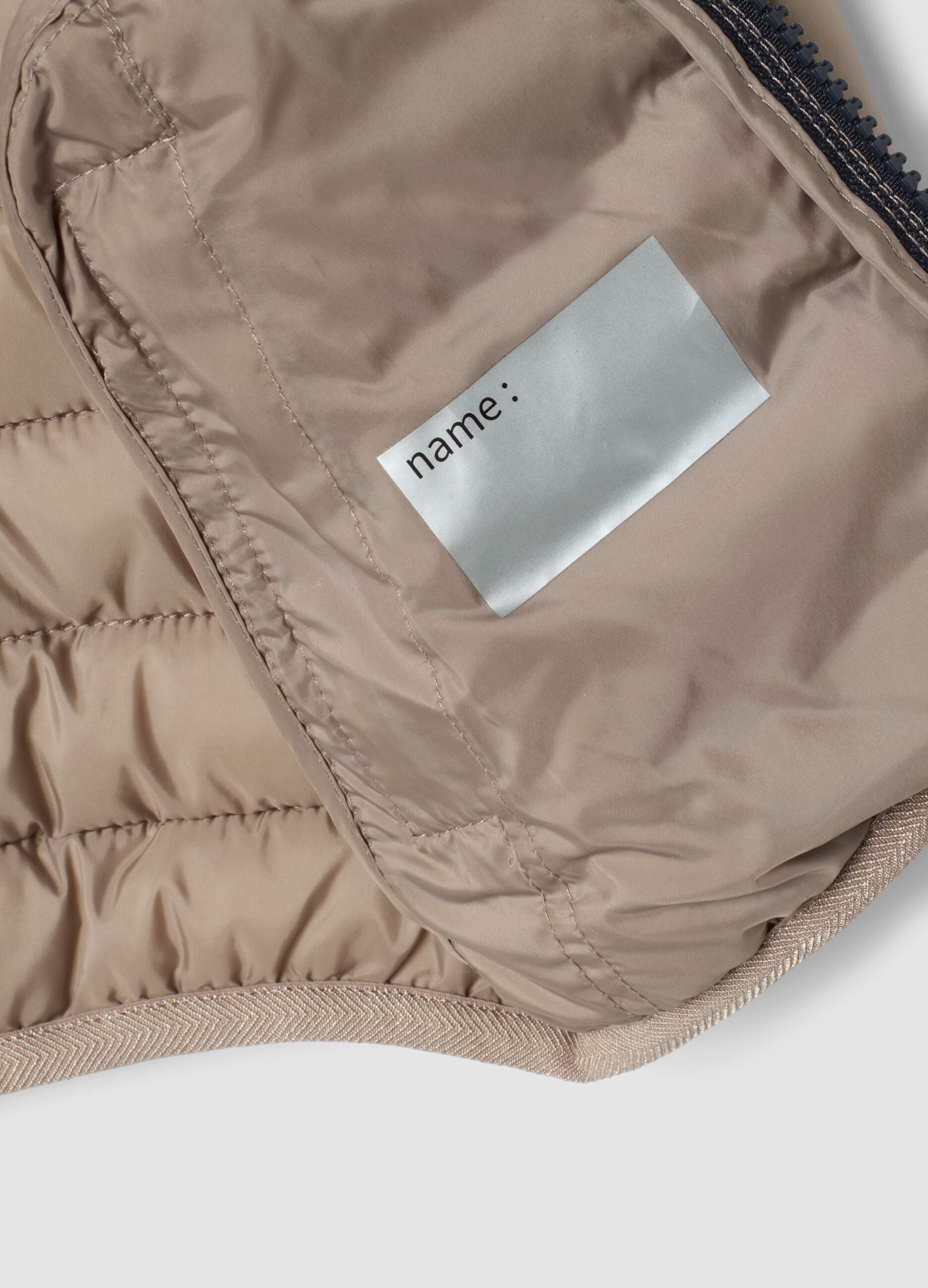 Beige ultralight quilted hooded jacket for boys