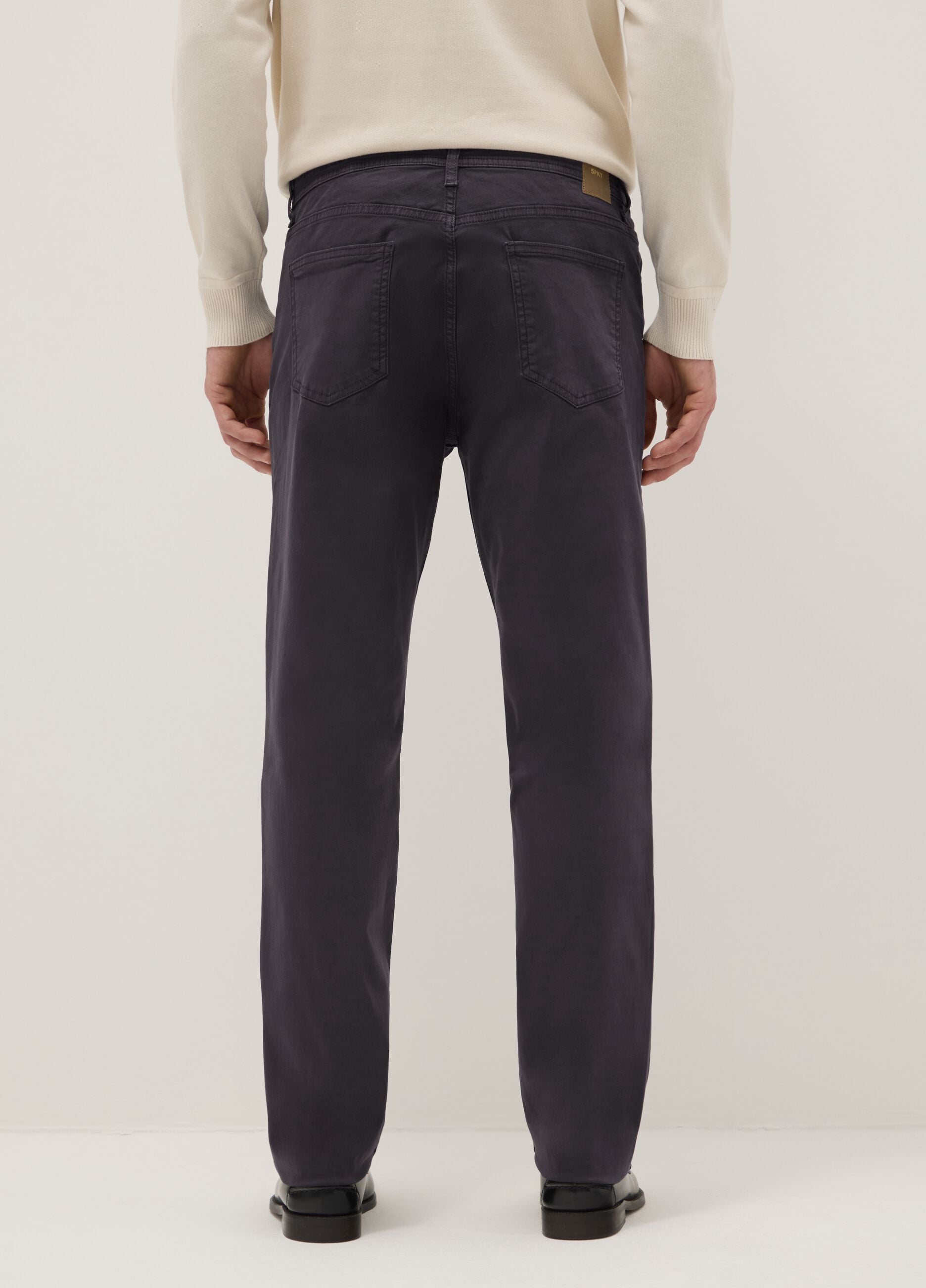 Black Stretch Cotton Slim Fit Trousers