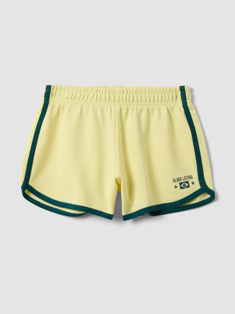 Yellow 100% cotton shorts with elasticated waist, regular fit_4