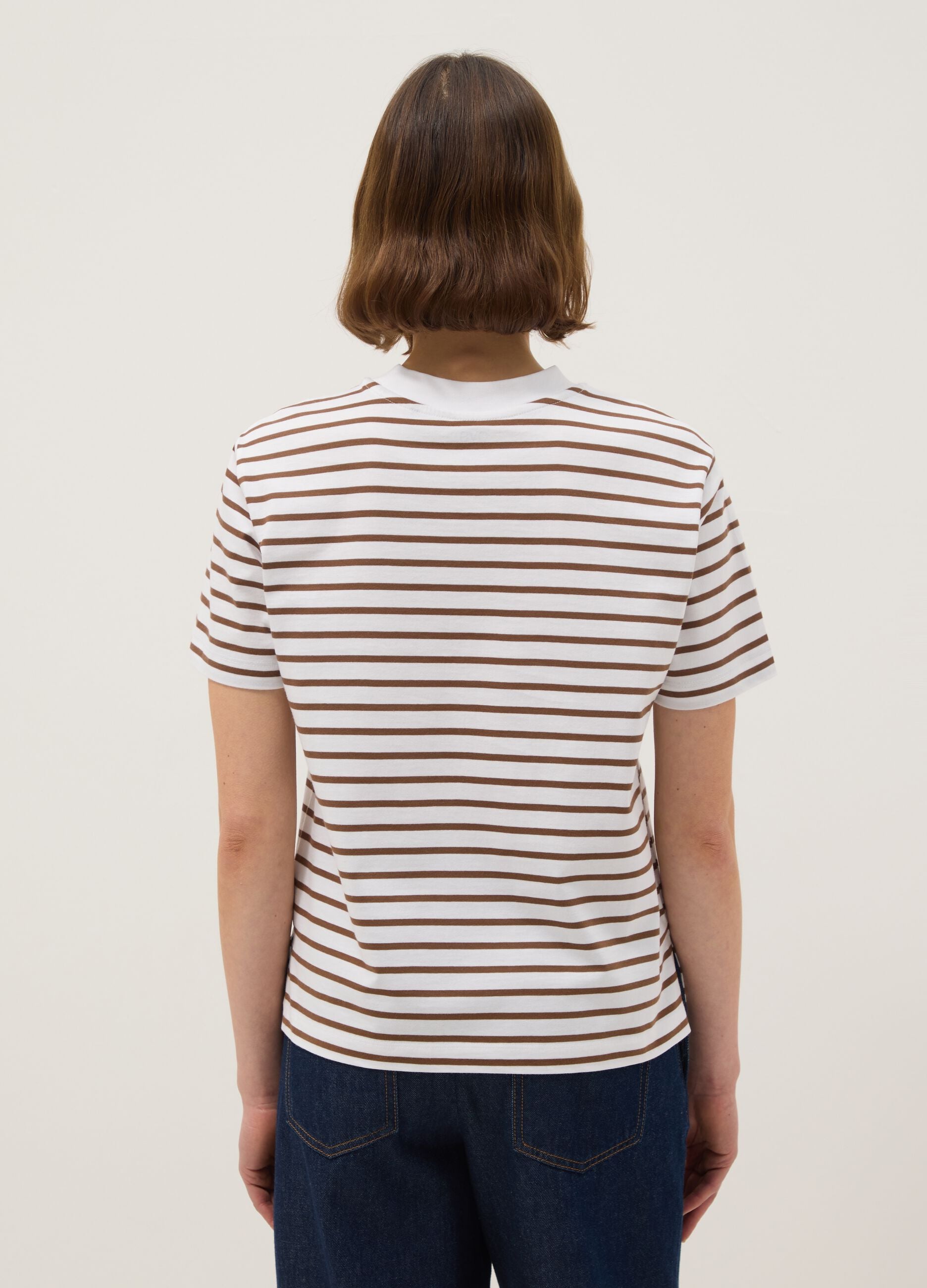 Striped Multicolour Crew-Neck T-Shirt in Pure Cotton, Regular Fit