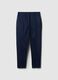 Blue Stretch Cotton Satin Trousers Regular Fit_4