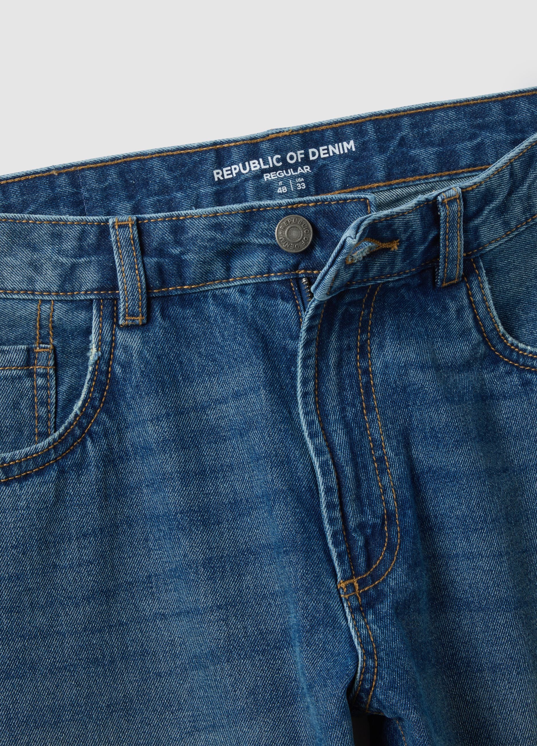 Pure Cotton Blue Regular Fit Jeans