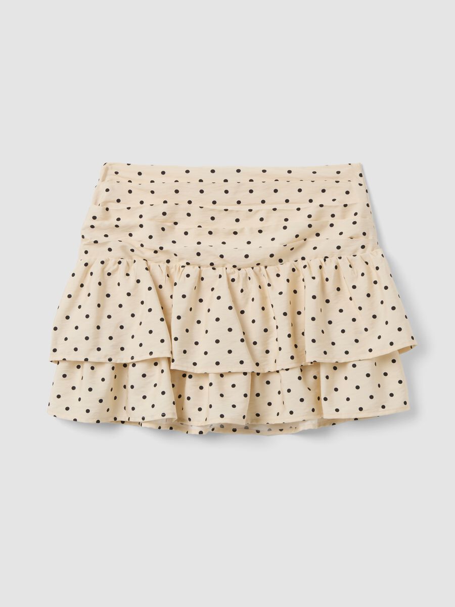 Beige polka-dot viscose-blend skirt with ruffles_1