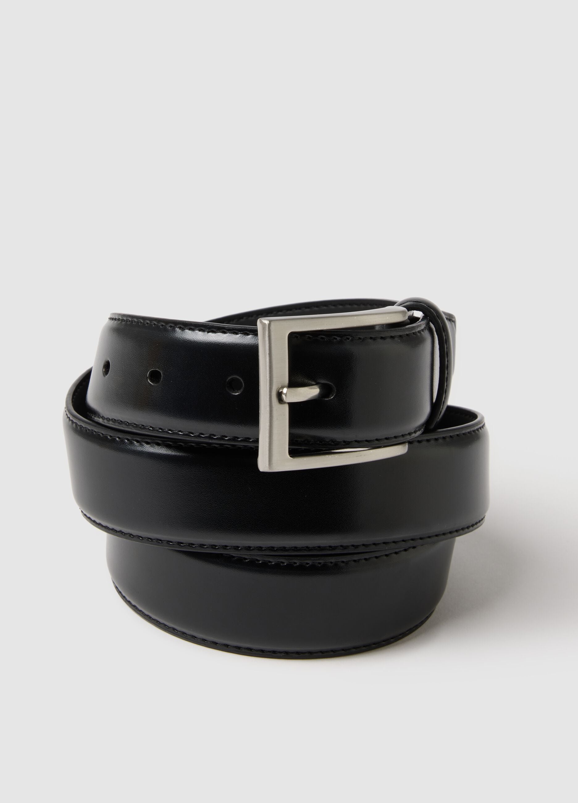 Black genuine leather belt