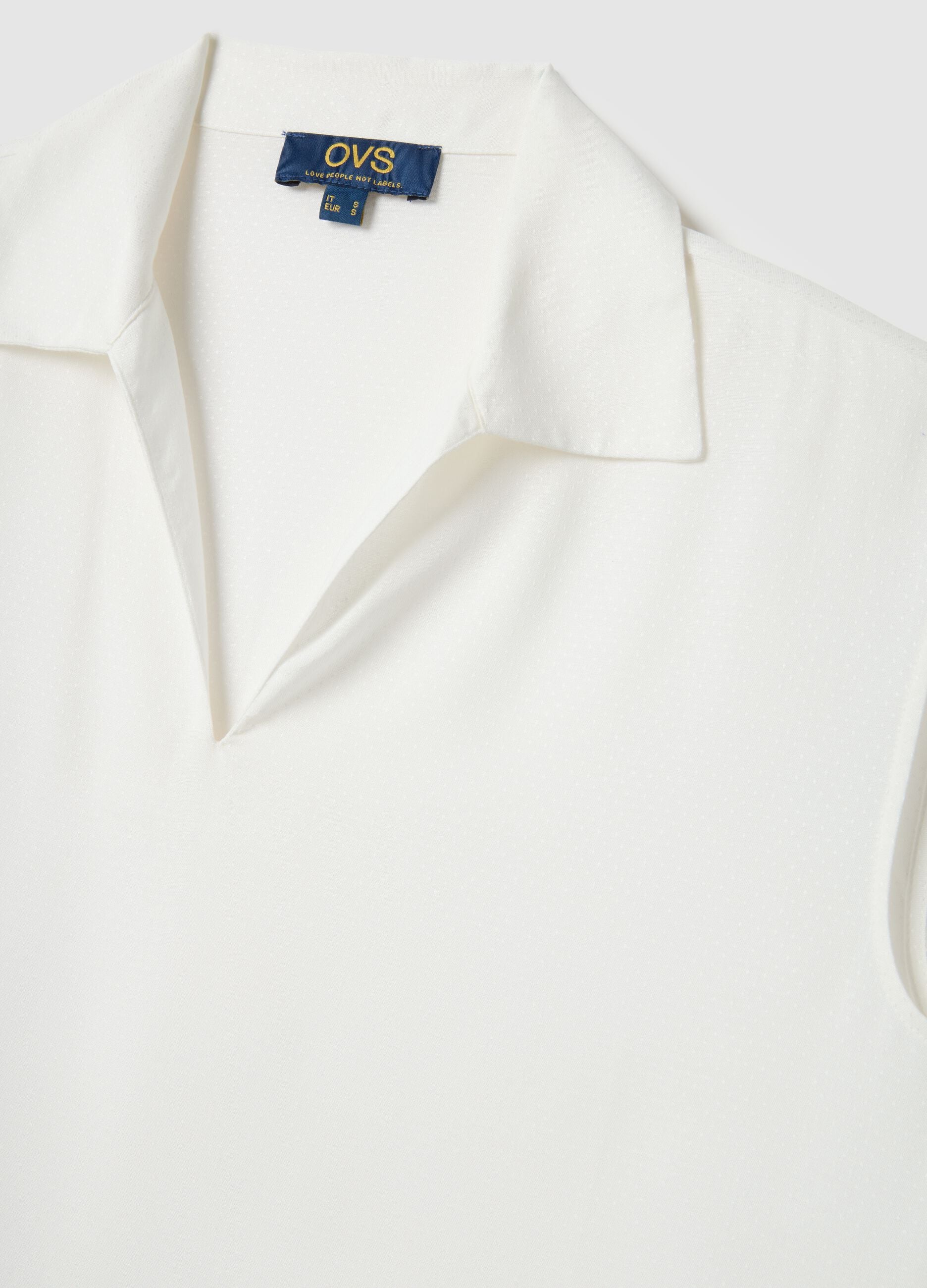 White sleeveless blouse in pure viscose regular fit with V-neck