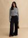 Black Wide Leg Stretch Viscose Blend Trousers_0