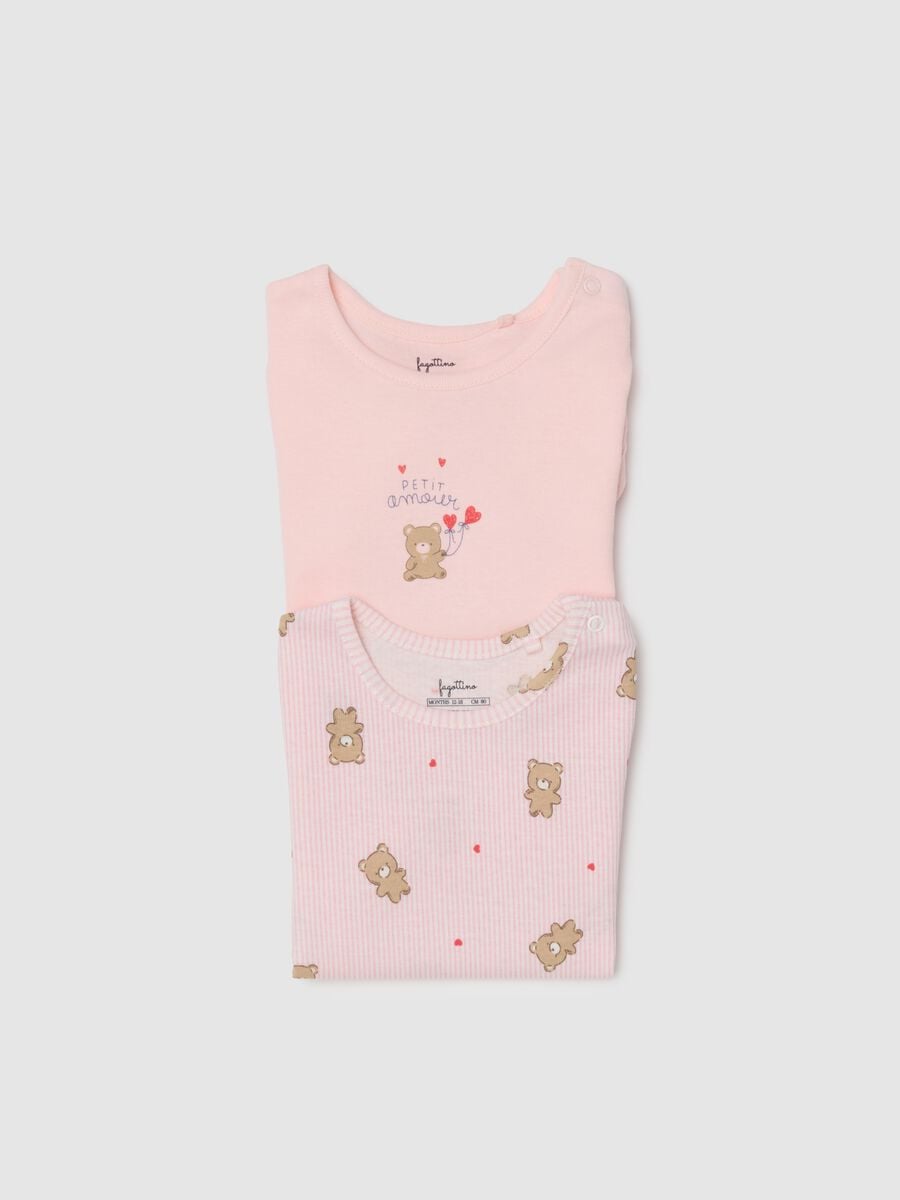 Baby Girls&rsquo; Pink Pure Cotton Body 2-Pack with Bear Prints_3