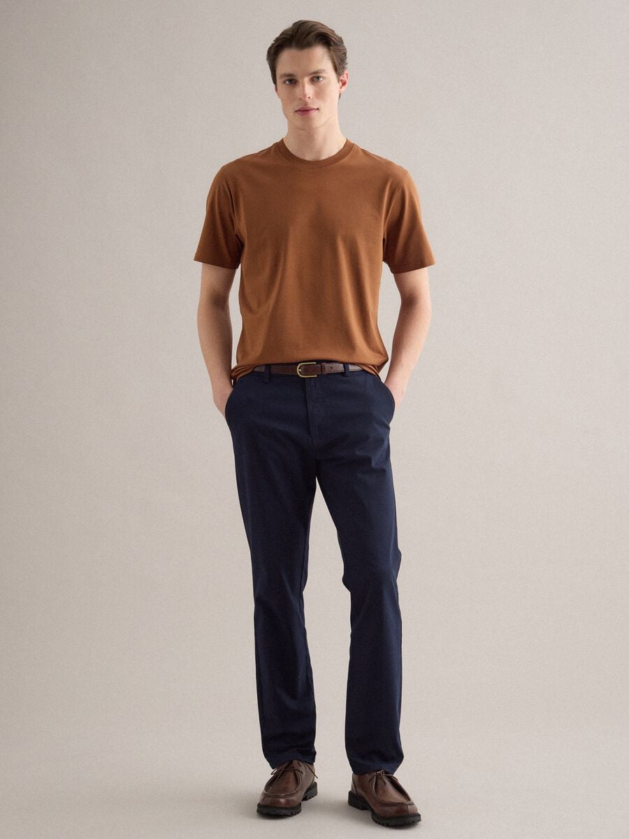 Brown crew neck pure cotton t-shirt relaxed fit_1